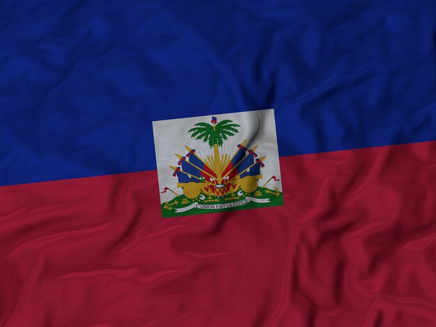 Chiuda in su della bandiera di Haiti increspata