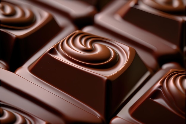 Chiuda su una vista macro della barretta di cioccolato