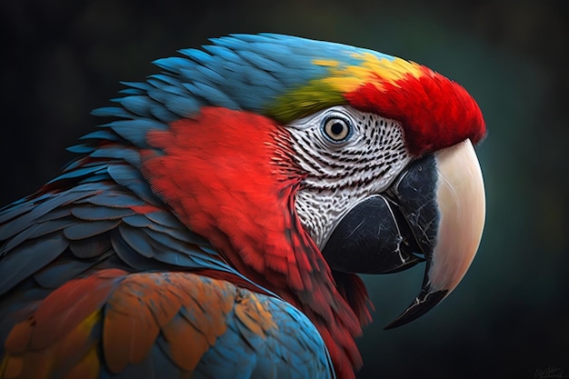 Chiuda sul ritratto di un parrotmacaw IA generativa