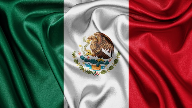 Chiuda sulla bandiera realistica della struttura del Messico