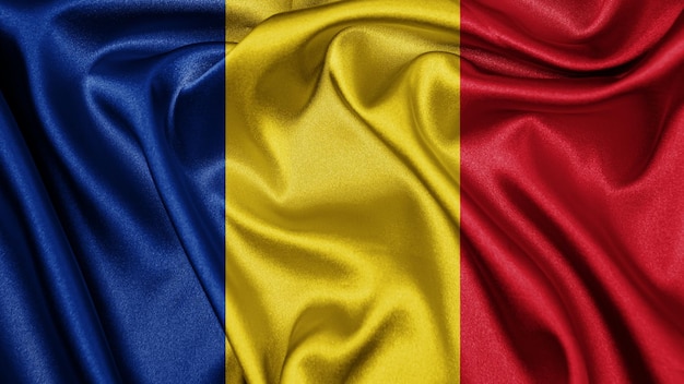 Chiuda sulla bandiera realistica della struttura della Romania