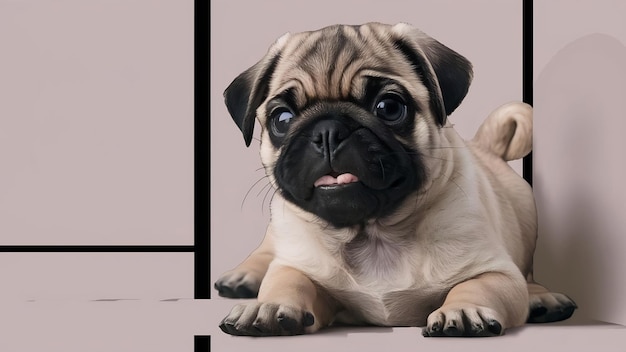 Chiudere un cucciolo di pug