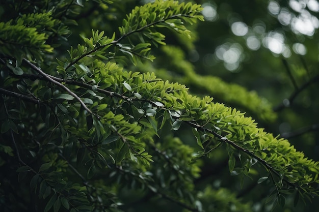 Chiudi i rami degli alberi verdi