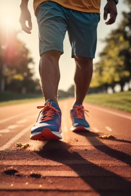 chiudi le persone che corrono in pista nel pomeriggio