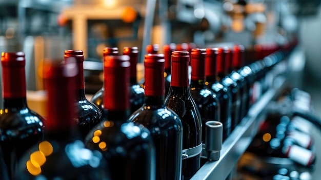 Chiusura del processo di produzione di bottiglie di vino