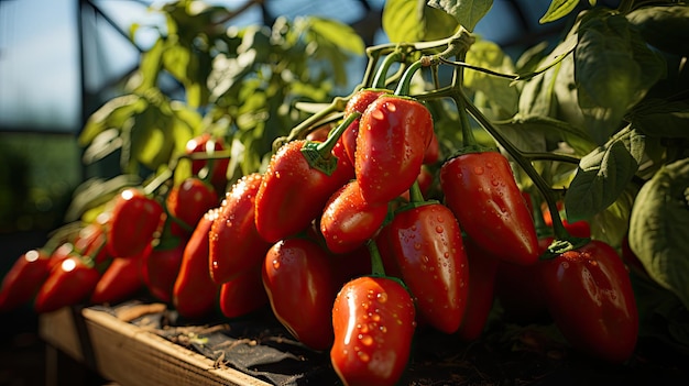 chiusura della coltivazione di peperoncini rossi e gialli agricoltura biologica