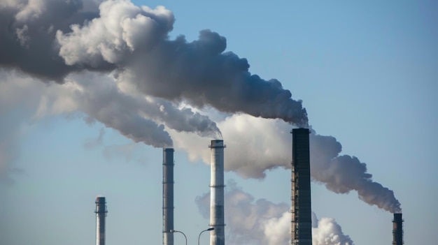 Chiusura di camini industriali che emettono sostanze inquinanti nell'aria che contribuiscono alla contaminazione atmosferica