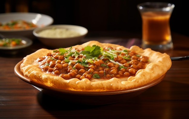 Chole Bhature sullo sfondo nero