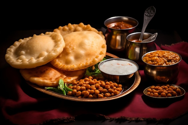 Chole bhature un popolare piatto del nord dell'India