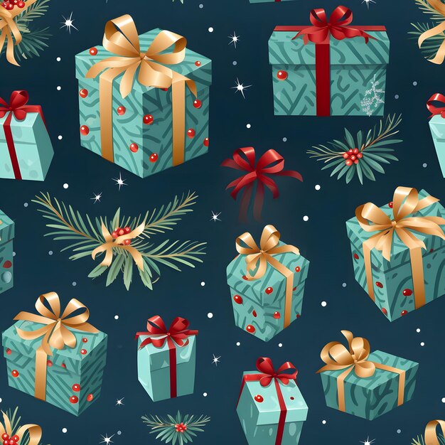 Christmas Seamless tile pattern gift wrap design di sfondo