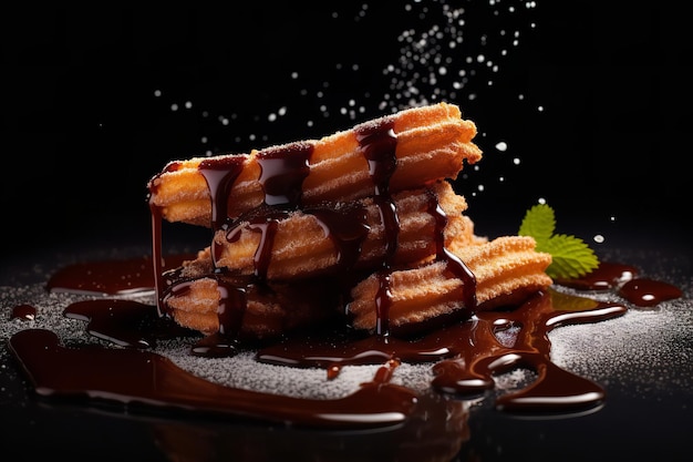 Churros croccanti con contorno di salsa al cioccolato