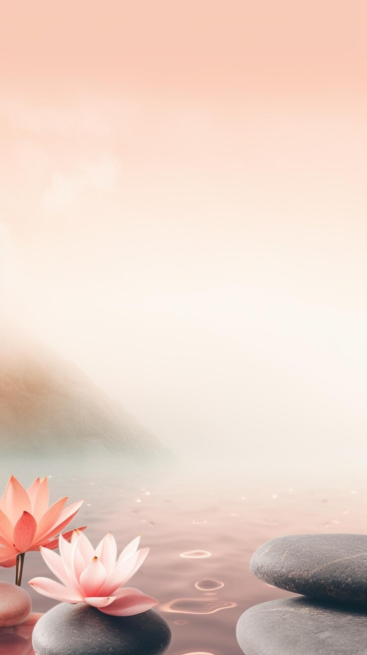 Foto ci sono due fiori rosa seduti in cima alle rocce nell'acqua generativa ai