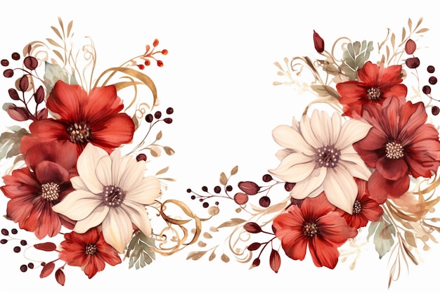 Ci sono due fiori rossi e bianchi su uno sfondo bianco ai generativo