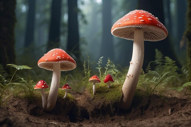 Ci sono due funghi che crescono fuori dal terreno generativo ai