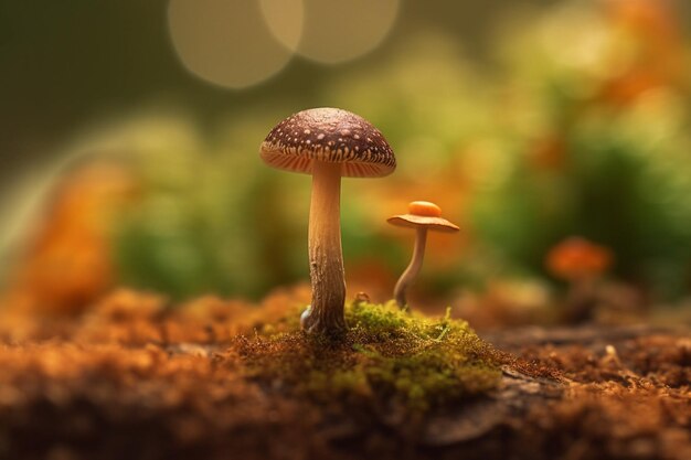 Ci sono due funghi che sono seduti a terra generativi ai