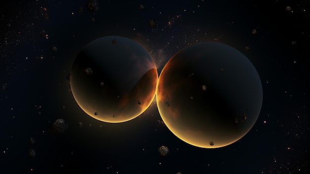 Ci sono due pianeti nel cielo con un sacco di stelle generativa ai