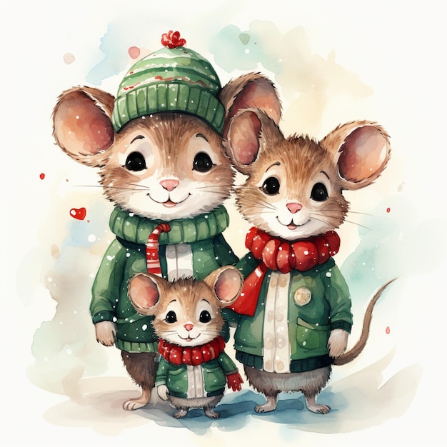 Ci sono due topi vestiti con cappotti e cappelli in piedi insieme.