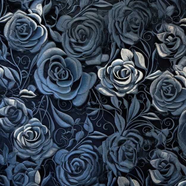 Ci sono molte rose che sono dipinte su uno sfondo nero generativo ai