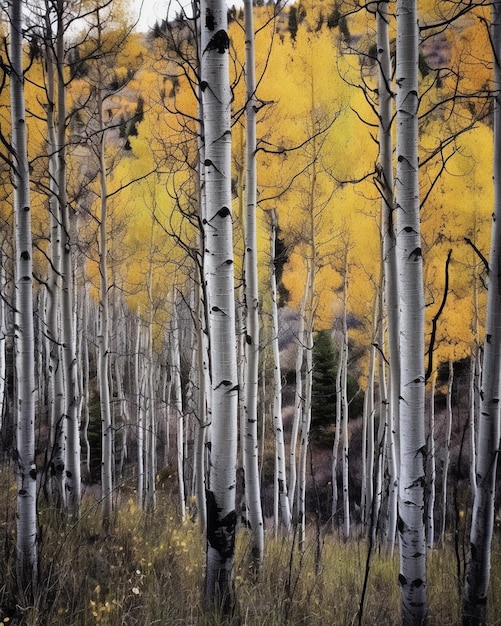 Ci sono molti alberi che sono in piedi nell'erba generativa ai