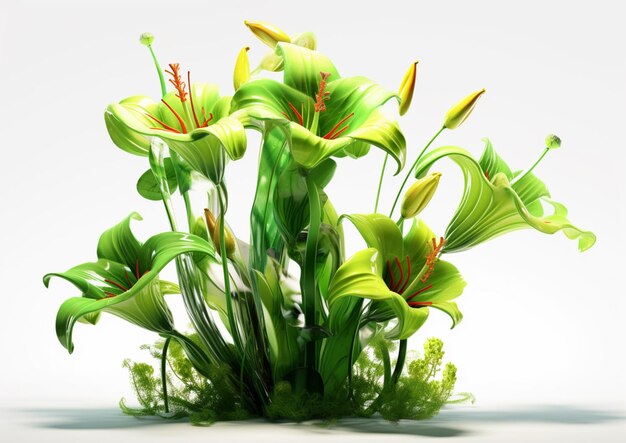 Ci sono molti fiori verdi che sono in un vaso generativo ai