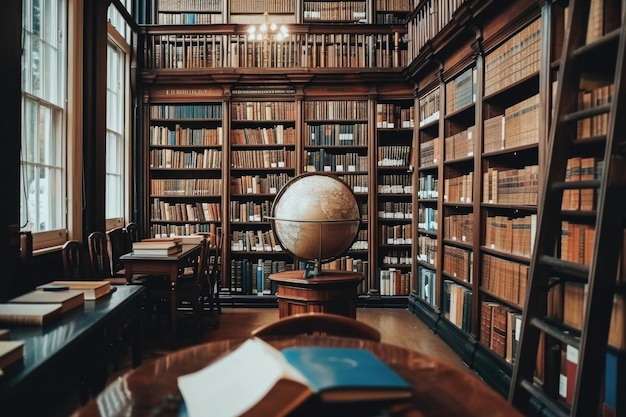 Ci sono molti libri impilati l'uno sopra l'altro in una biblioteca