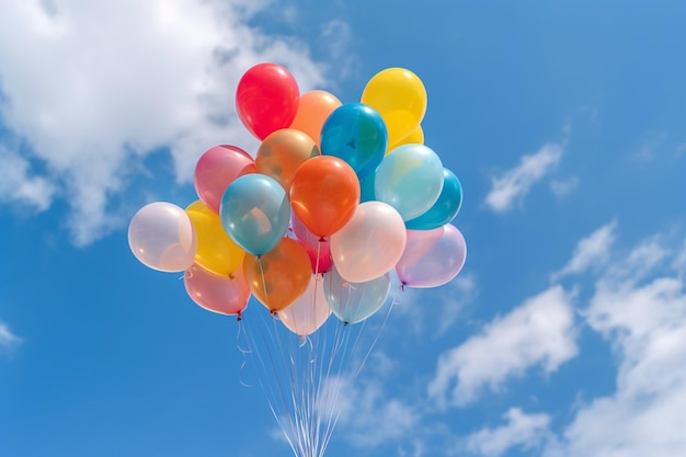 Ci sono molti palloncini che volano nel cielo insieme generativo ai