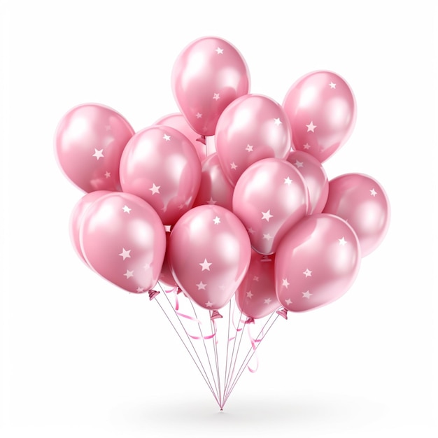 ci sono molti palloncini rosa con stelle sopra su uno sfondo bianco ai generativa