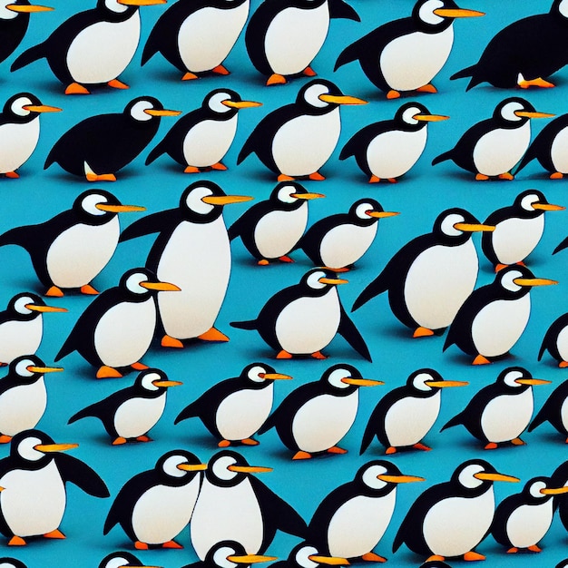 Ci sono molti pinguini che stanno insieme in un gruppo generativo.