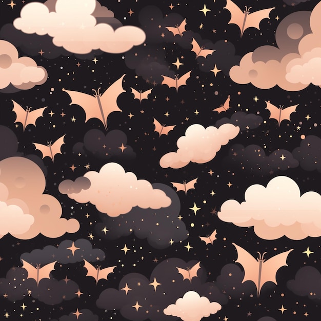 Ci sono molti pipistrelli che volano nel cielo con le stelle generative ai