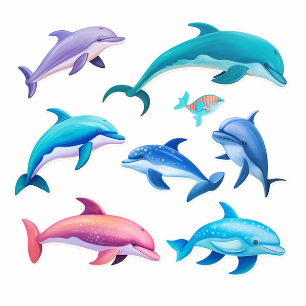 Ci sono molti tipi diversi di delfini in questa immagine generativa ai