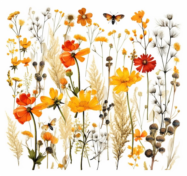 ci sono molti tipi diversi di fiori e piante in questa immagine ai generativa