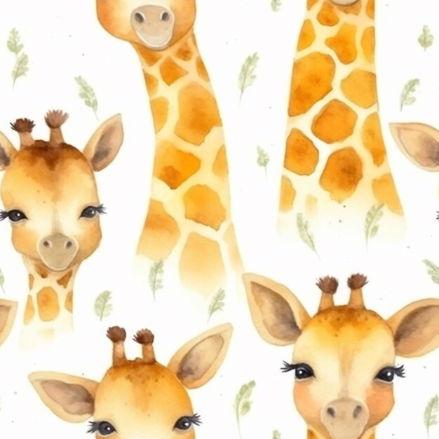 Ci sono quattro giraffe che sono in piedi insieme in un modello generativo ai