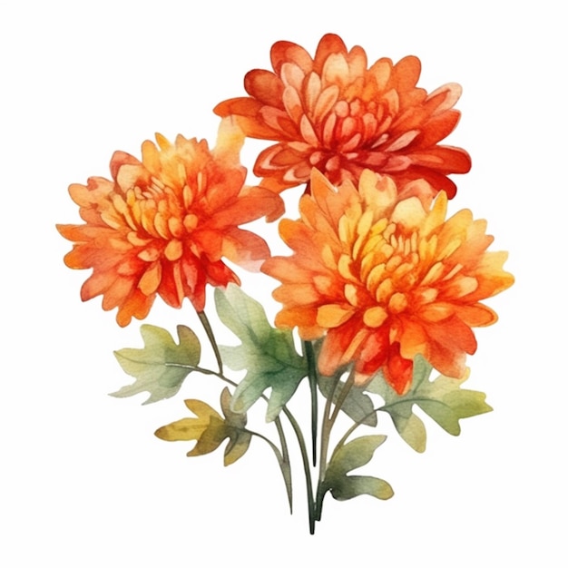 Ci sono tre fiori d'arancio che si trovano su uno stelo generativo ai