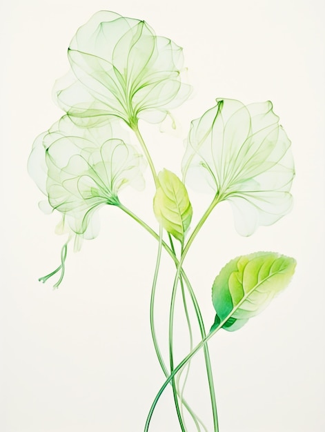 ci sono tre fiori in un vaso con uno sfondo bianco generativo ai