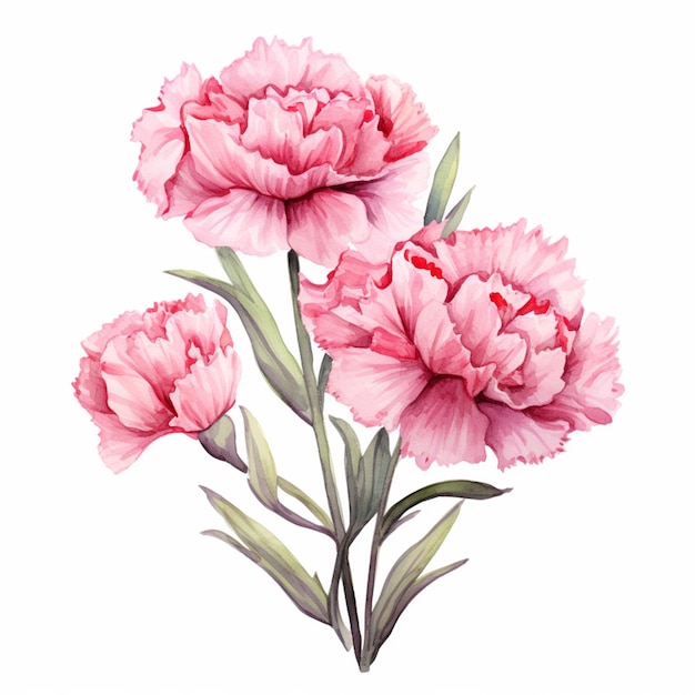 ci sono tre fiori rosa che si trovano su uno sfondo bianco ai generativo