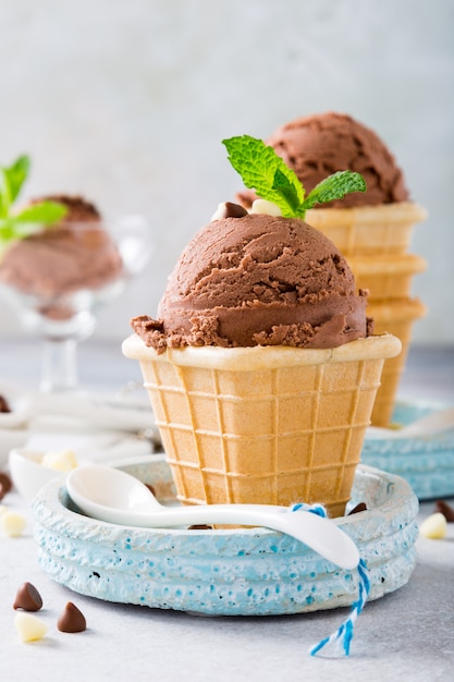 Cialde con gelato al cioccolato