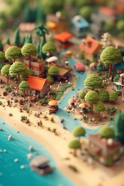 ciao estate sfondo miniatura una piccola isola con spiaggia