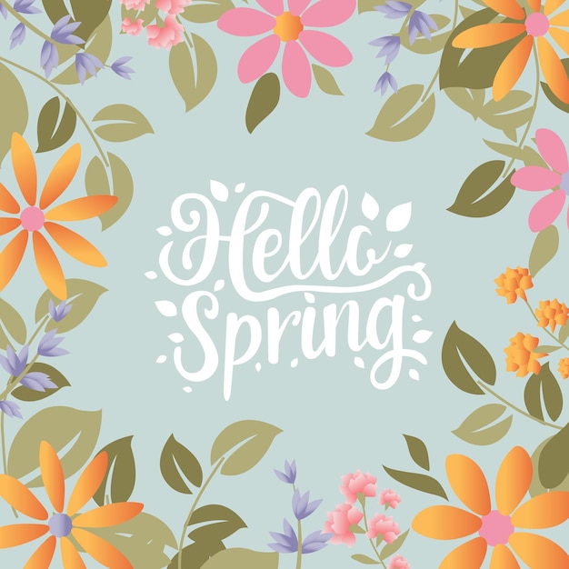 Ciao testo primavera fiori sfondo