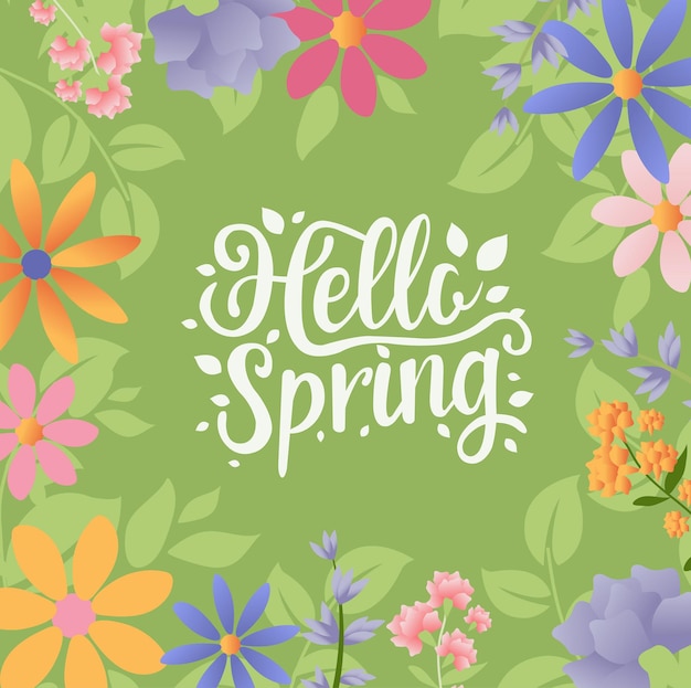 Ciao testo primavera fiori sfondo