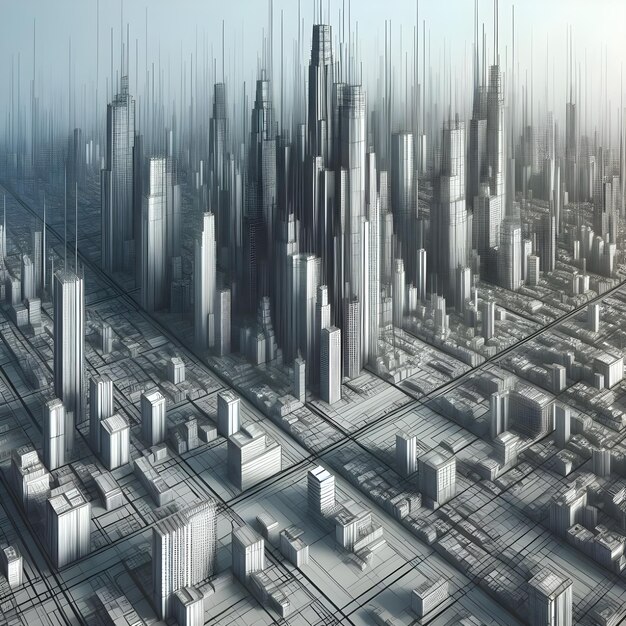 Cibercittà concept art architettura illustrazione 3D