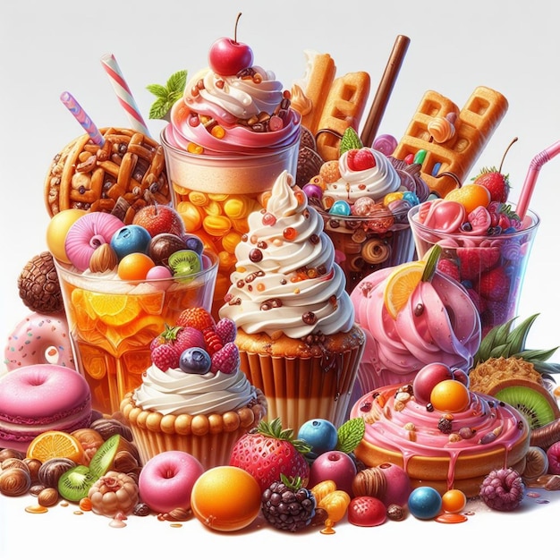 Cibi bevande frutta verdura dessert dolcetti e bevande illustrazioni