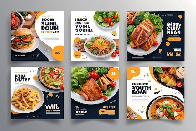 Cibi culinari Social Media Modello di promozione di post Premium Vector