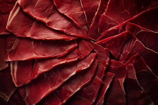 Cibi deliziosi tagliati a fette Carne curata Texture deliziose