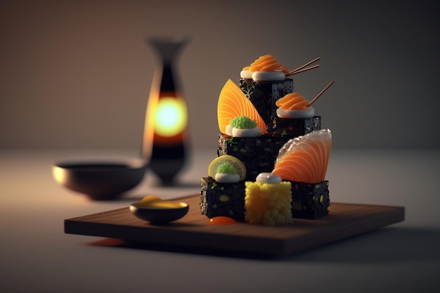 Cibo asiatico ricette originali cucina giapponese Piatti della tradizione Cucina asiatica gustando donburi di pesce tradizionale appena servito con le bacchette