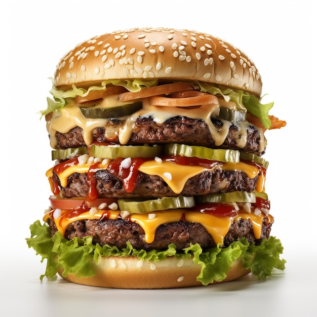 cibo burger su sfondo bianco
