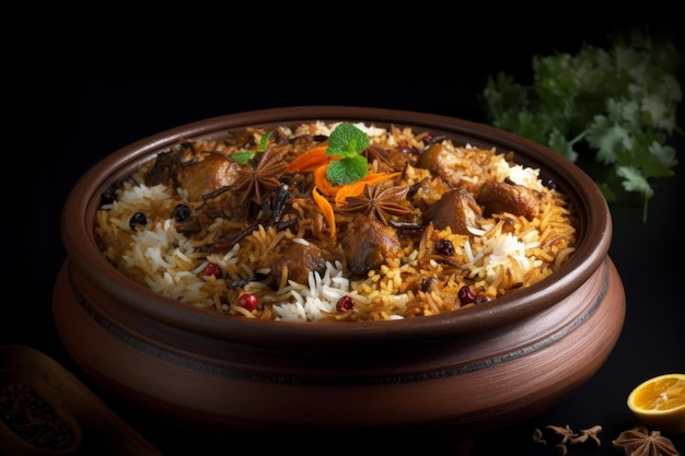 Cibo di riso Biryani Cibo di carne piccante Generare Ai