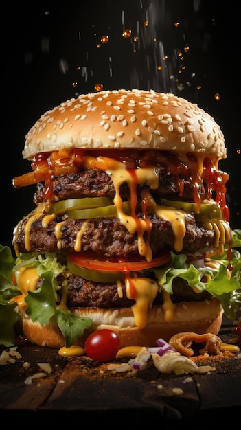 cibo fotografia delizioso hamburger sfondo nero