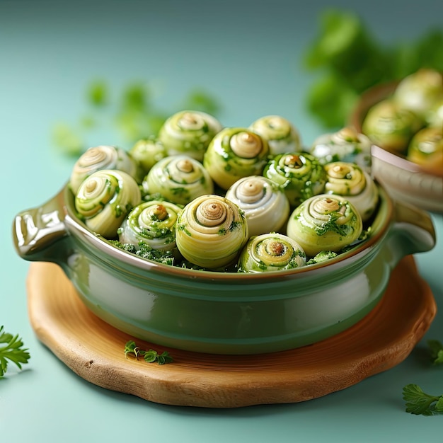 Cibo francese Escargots Lumache cotte in burro d'aglio