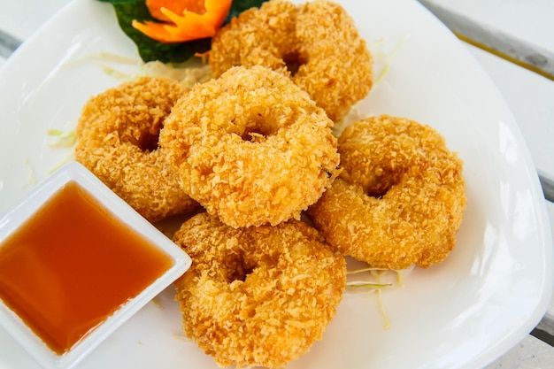 Cibo fritto di gamberetti della Thailandia