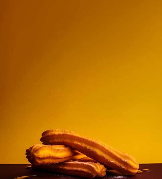 Cibo messicano Churros su uno sfondo giallo